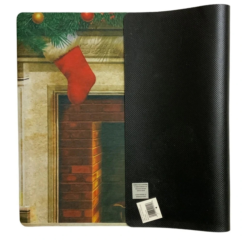 Holiday Doormat Fireplace Christmas Stockings Rectangle 16 X 24 In Multicolor